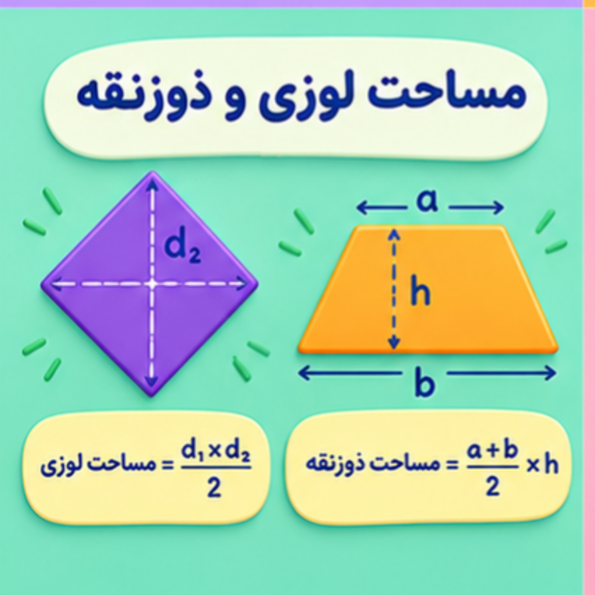22. مساحت لوزی و ذوزنقه